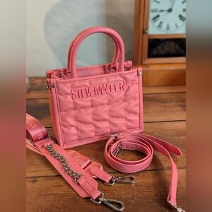Steve Madden Quilted Pink Satchel Crossbody Purse with Chain Strap